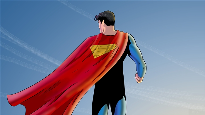 Superman from DC Comics flying in the sky