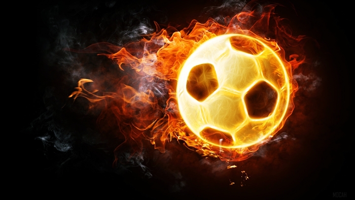 Soccer ball on fire 4K