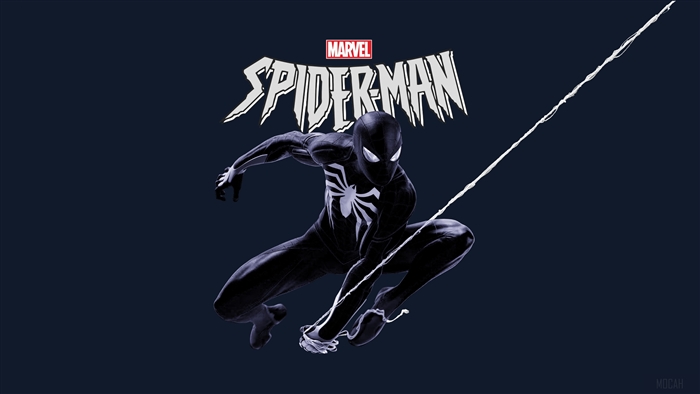 Spider-Man from Marvel in Black Suit 4K
