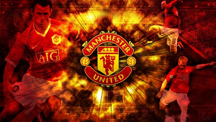 Manchester United Players and Logo 4K