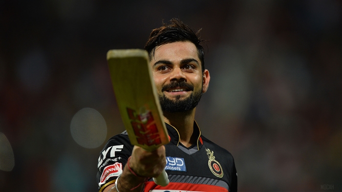 Virat Kohli Smiling with Cricket Bat 4K