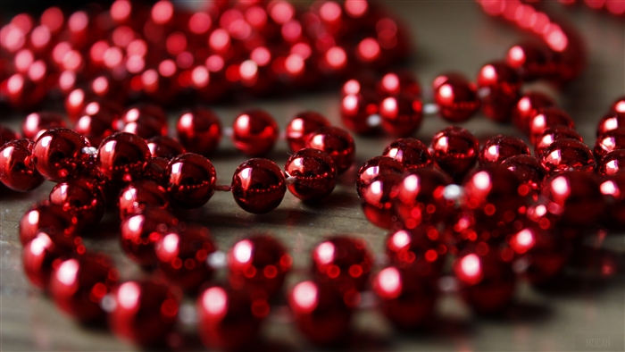 Red Christmas Beads Decoration 4K