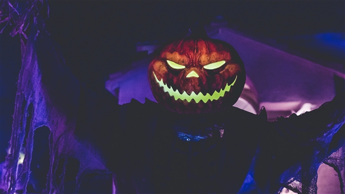 Scary Jack-o'-lantern mask with tattered cloth