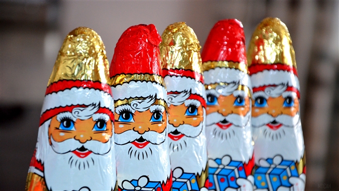 Chocolate Santas in Foil Wrappers 4K