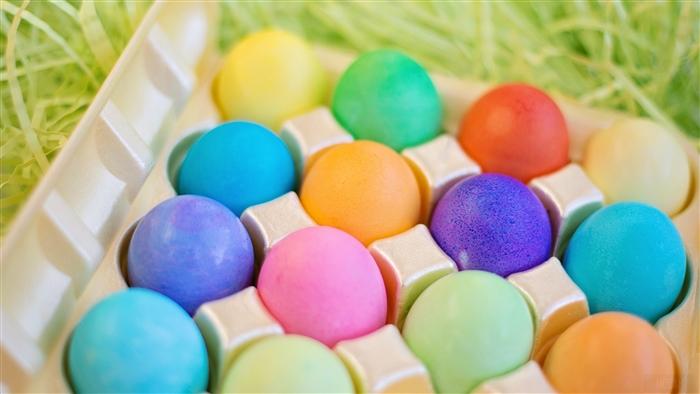 Colorful Easter Eggs in a Carton