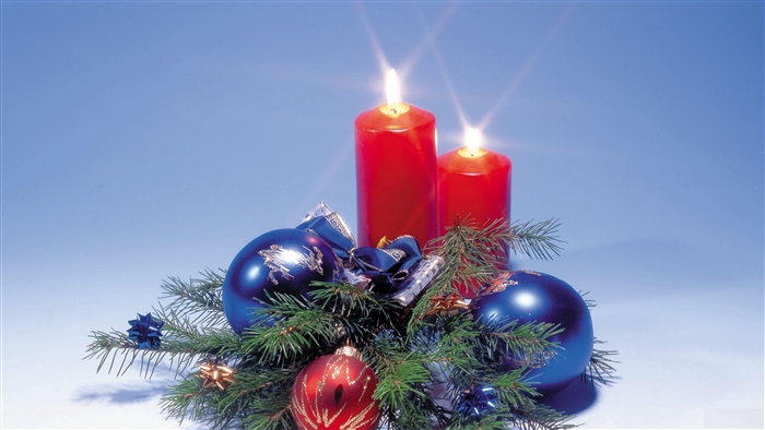 Christmas candles with ornaments and pine needles 4K
