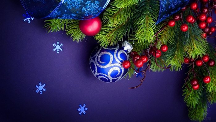 Christmas decorations with pine branches and snowflakes 4K