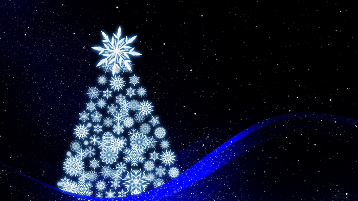 Christmas tree made of snowflakes in 4K