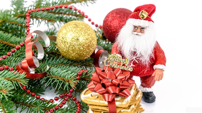 Christmas decorations with Santa Claus and cookies