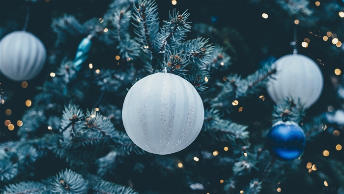 Christmas balls and lights on a tree 4K
