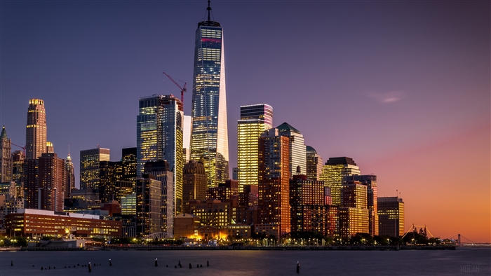 New York City skyscrapers at dusk 4K