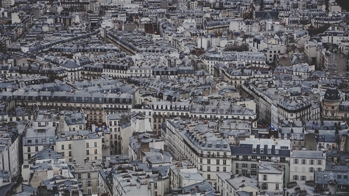 Top view of Paris rooftops 4K