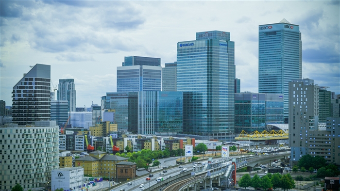 Urban landscape with skyscrapers and roads