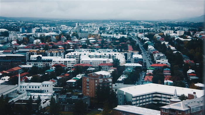 Cityscape with buildings from a top view in 4K
