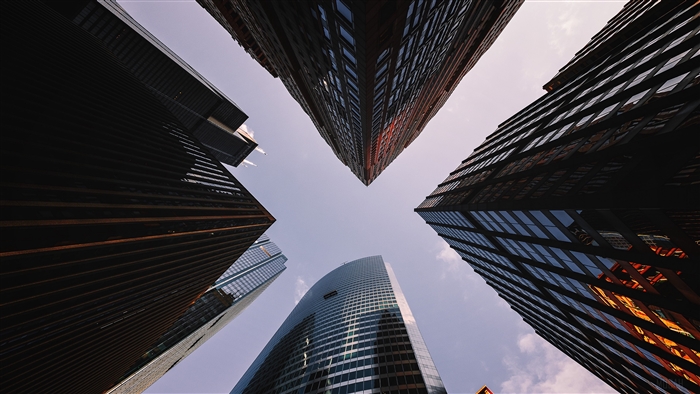 Skyscrapers viewed from below in 4K