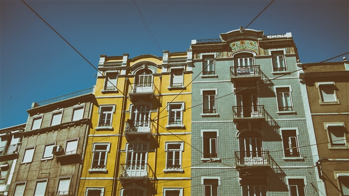 Colorful Buildings in Lisbon Portugal 4K