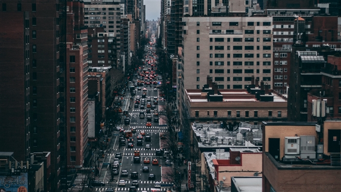 Cityscape with traffic and skyscrapers 4K