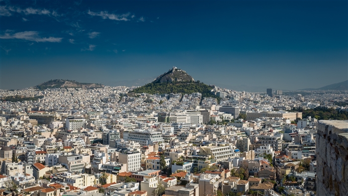Athens cityscape with Mount Lycabettus, Greece 4K