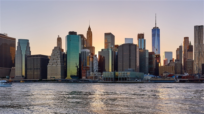 New York City Skyline at Sunset 4K