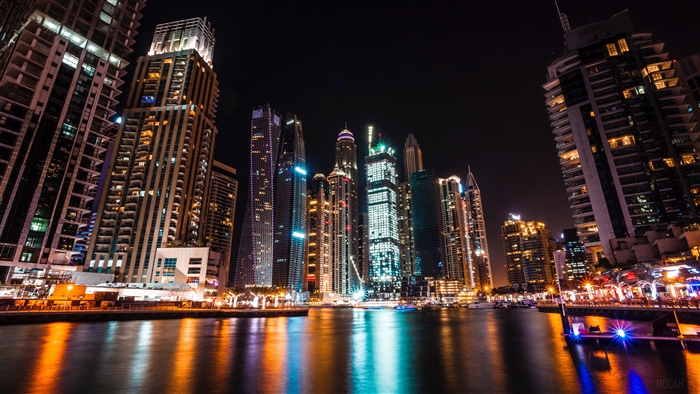 Dubai Skyscrapers at Night 4K