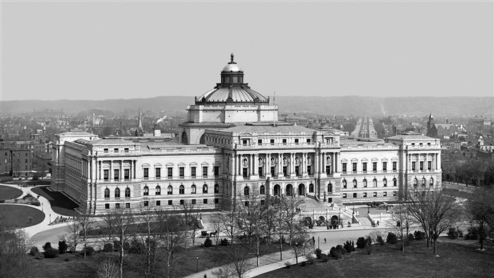 The Library of Congress in Washington, DC, BW 4K