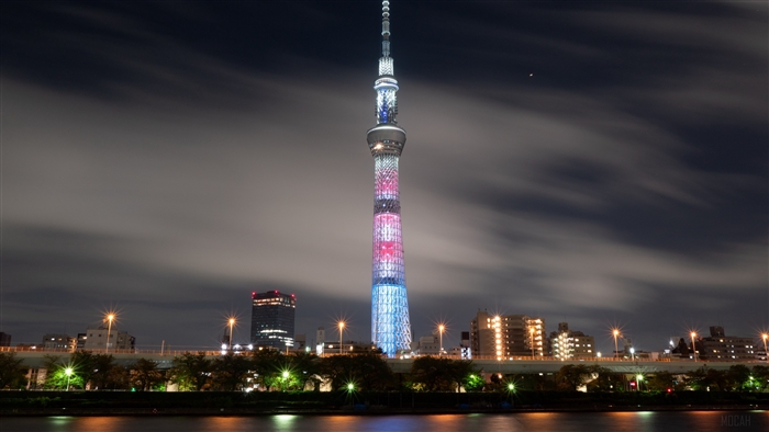 Tokyo Skytree at night with city skyline