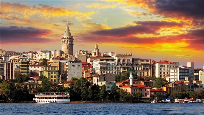 Galata Tower and buildings in Istanbul, Turkey 4K