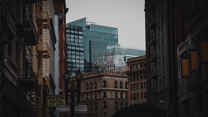 The Palace Hotel and Graystone Hotel in a city