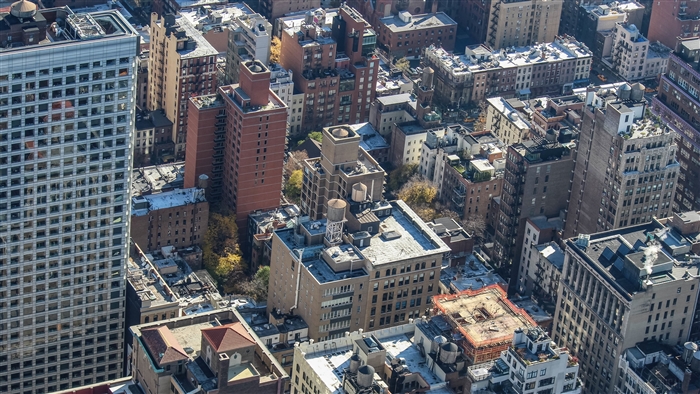 Aerial view of New York City skyscrapers 4K