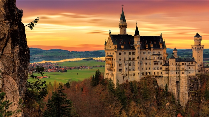 Neuschwanstein Castle at twilight
