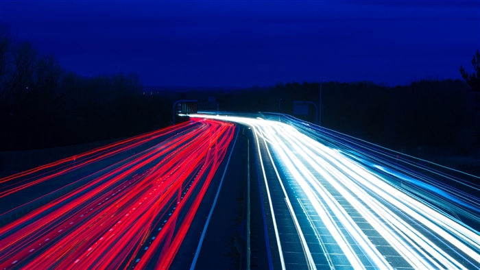 Light trails on a motorway at night