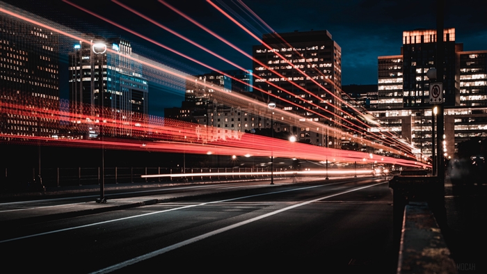 Ottawa Canada night city traffic light streaks 4K