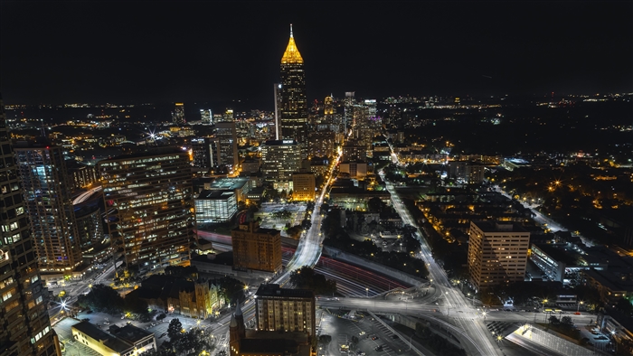 Atlanta skyline at night 4K