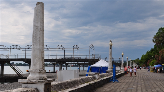 Sukhumi promenade on the Black Sea coast, Abkhazia 4K