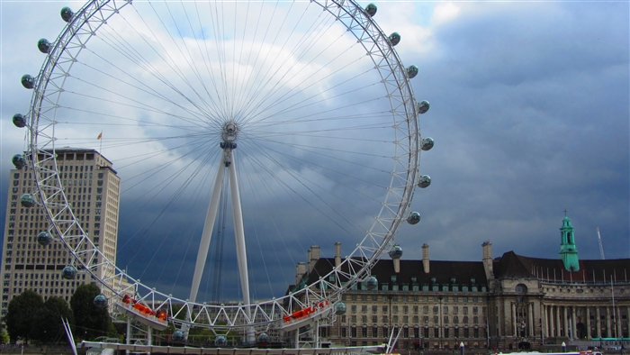 London Eye Ferris Wheel and Buildings