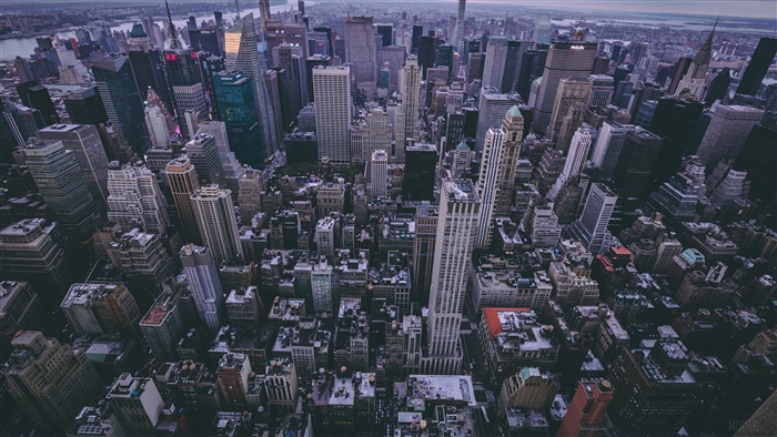 New York City skyscrapers from above, 4K
