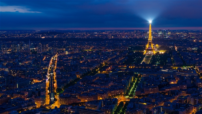 Eiffel Tower at night in Paris, France 4K