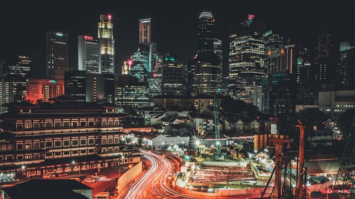 Singapore skyscrapers at night 4K
