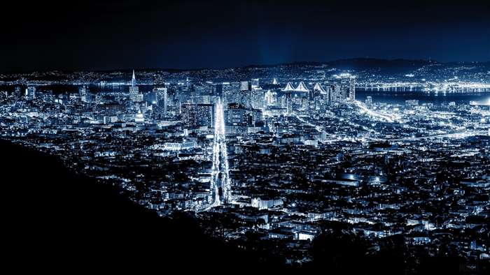 San Francisco cityscape at night, United States 4K