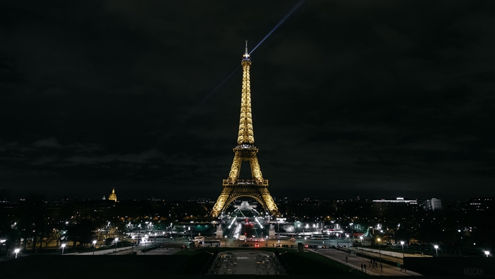 Eiffel Tower at night in Paris, France 4K