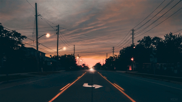 Road with markings at dusk 4K