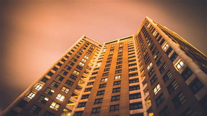 Building facade from below, 4K