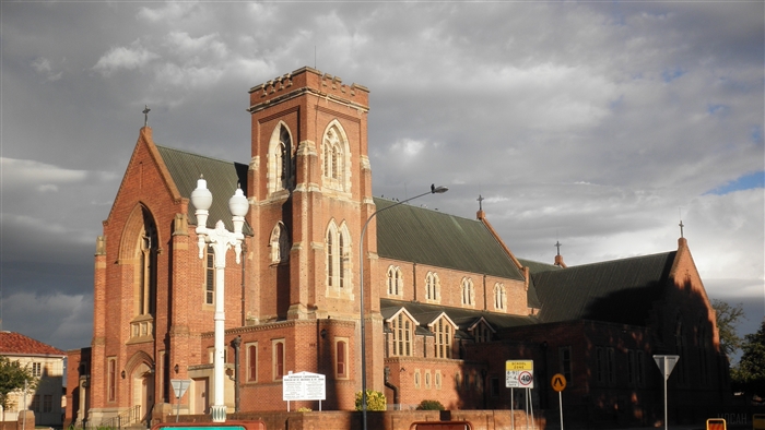 Brick Church with Tower in Bathurst 4K