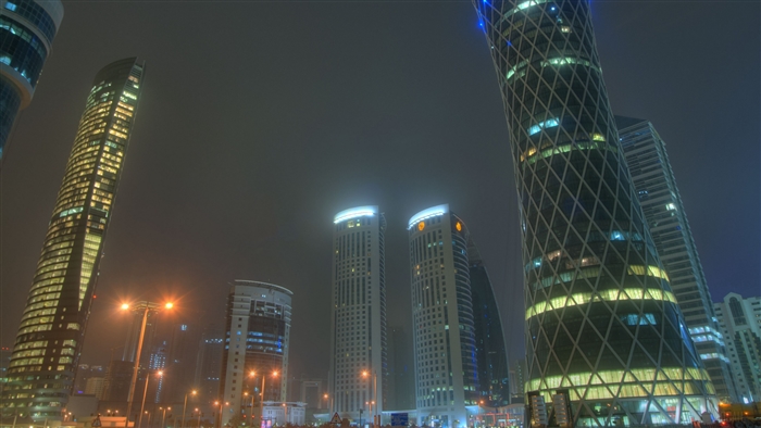 Skyscrapers in Doha, Qatar 4K