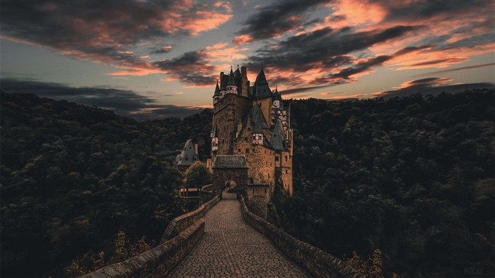 Eltz Castle in Germany at sunset