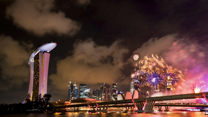 Singapore Marina Bay Sands fireworks 4K