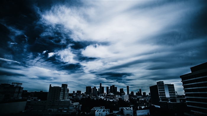 Cityscape with Dramatic Clouds
