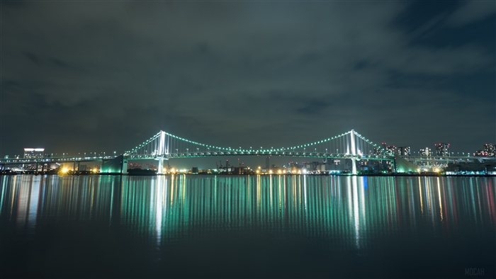 Rainbow Bridge at night in Tokyo, Japan 4K