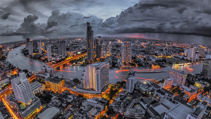 Bangkok night city view from above 4K