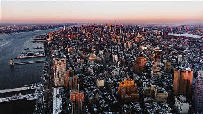 New York City Metropolis Skyline from Above 4K